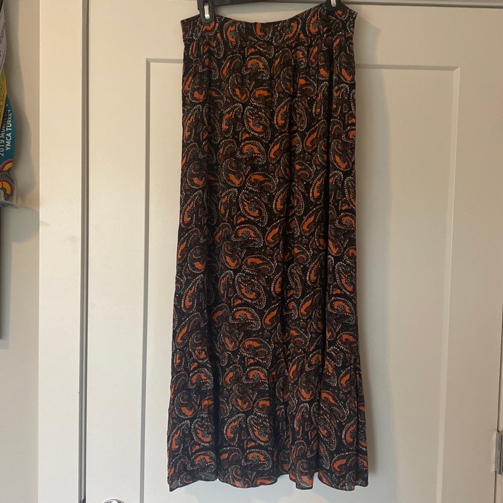 Orange and black flowy Maxi skirt